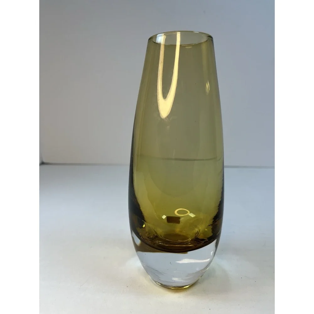 Mid‎ Century Modern Scandinavian Glass Smoke Gold Glass Vase 9
